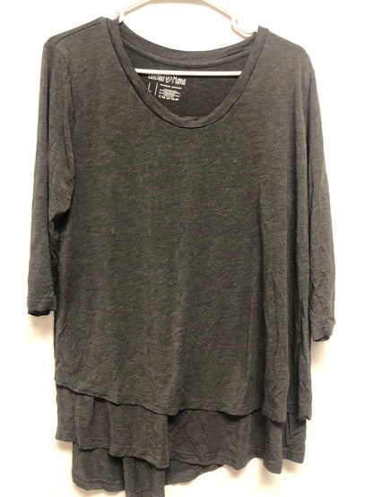 Outlet 6350 - Latched Mama 3/4 Sleeve Scoop Neck Nursing Top 2.0 - Charcoal - Large