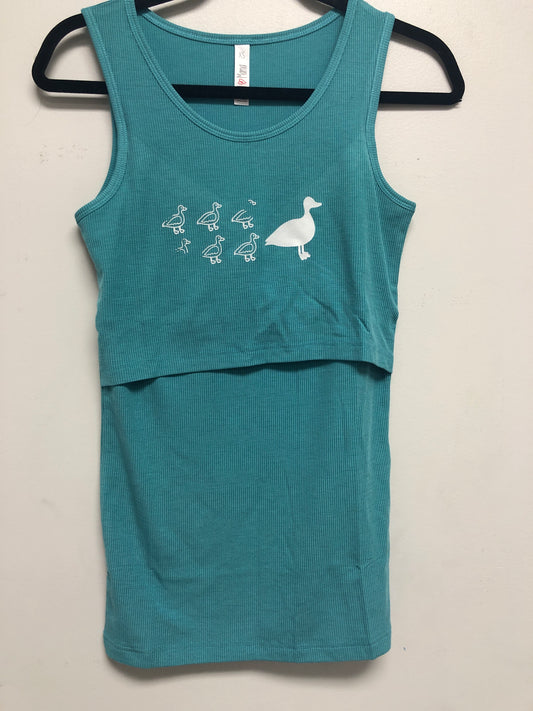 Outlet 6379 - Latched Mama Customized Mama with Kids Ribbed Nursing Tank - Teal - Extra Small
