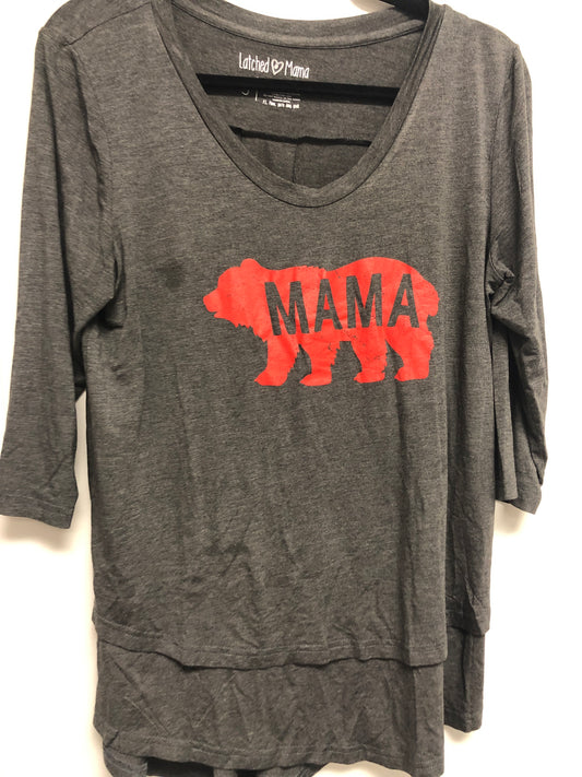 Outlet 6415 - Latched Mama Mama Bear Nursing Top - Charcoal - Small