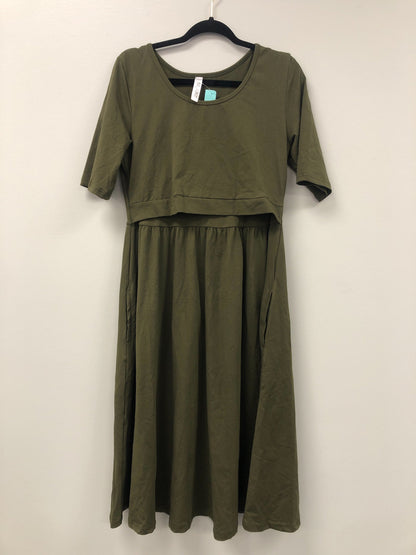 Outlet 5539 - Latched Mama Classic Cotton Nursing Dress - Olive - Large