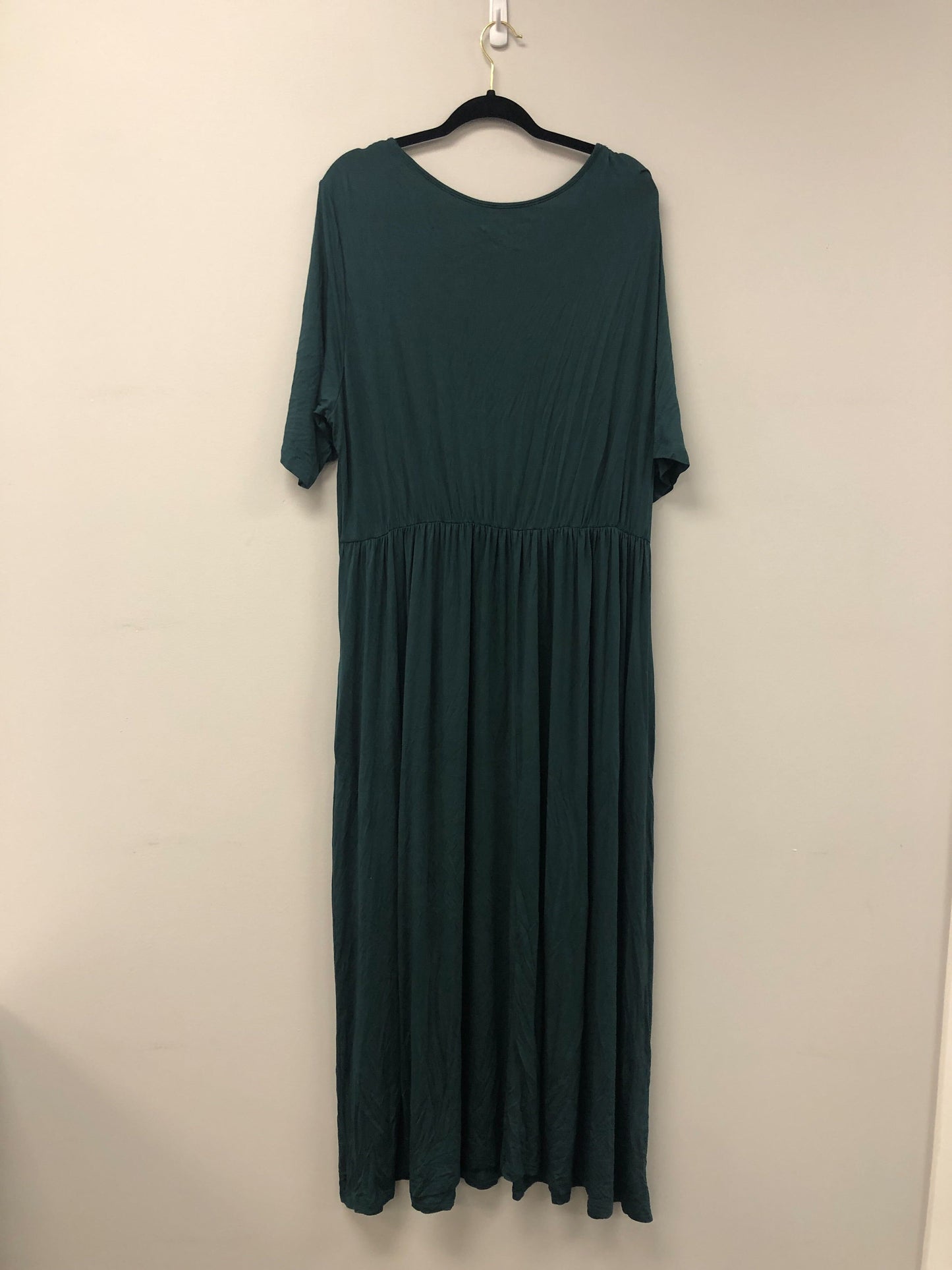 Outlet 5579 - Latched Mama Front Knot Nursing Maxi Dress - Forest Green - 3X