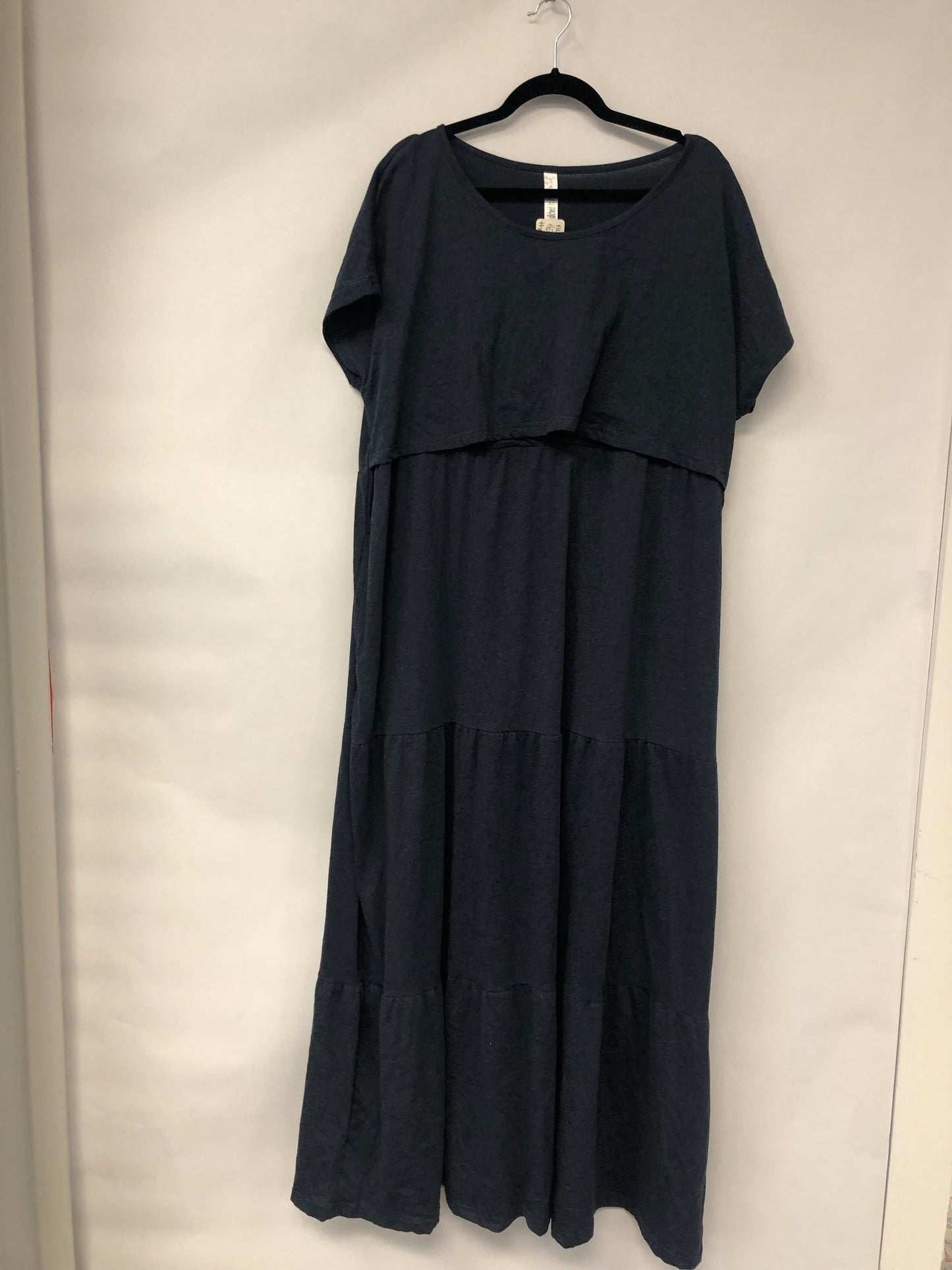 Outlet 6057 - Latched Mama Tiered T-Shirt Maxi Dress - Navy - 4X