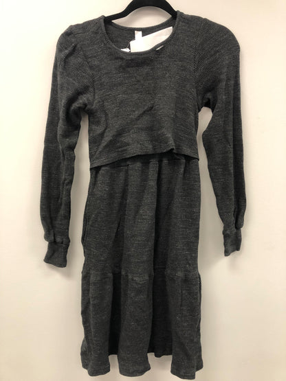 Outlet 5500 - Latched Mama Waffle Knit Nursing Dress - Dark Charcoal - Small