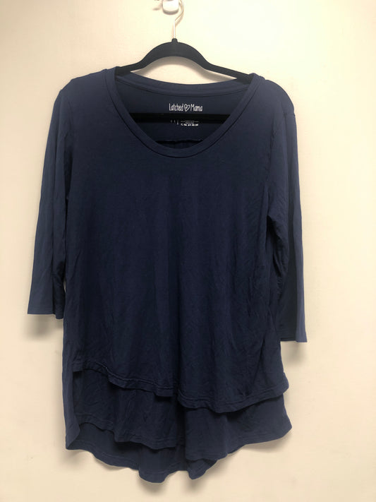 Outlet 6386 - Latched Mama 3/4 Sleeve Scoop Neck Nursing Top 2.0 - Navy - Medium