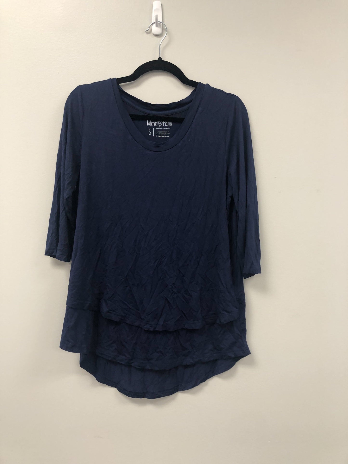 Outlet 5558 - Latched Mama 3/4 Sleeve Scoop Neck Nursing Top 2.0 - Navy - Small