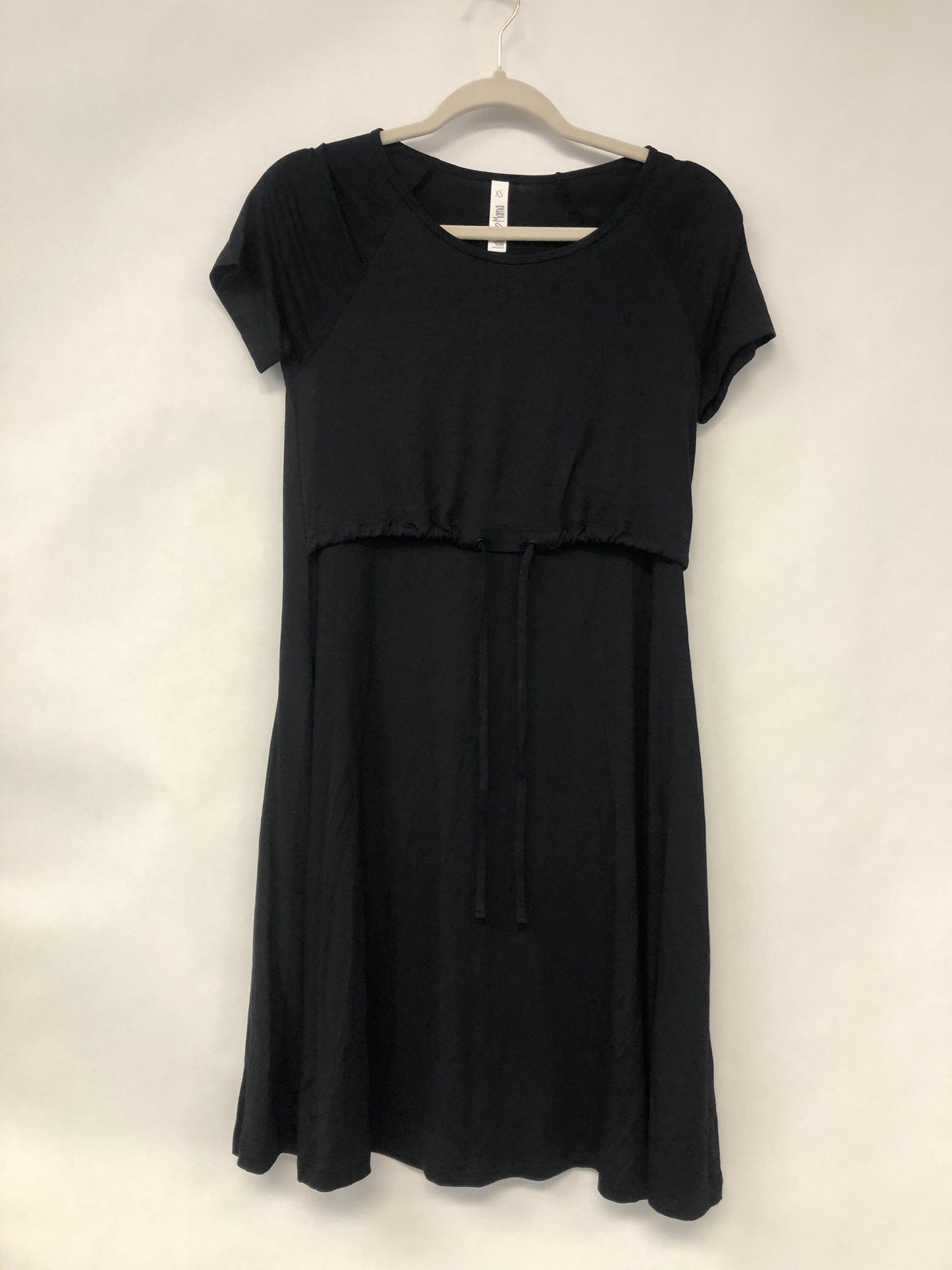 Outlet 6234 - Latched Mama Drawstring Midi Nursing Dress - Black - Extra Small