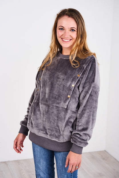 Latched Mama Fleece Snap Nursing Pullover - Last Chance