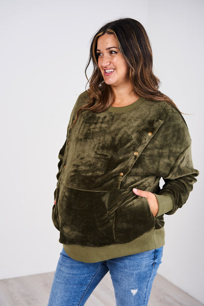 Latched Mama Fleece Snap Nursing Pullover - Last Chance