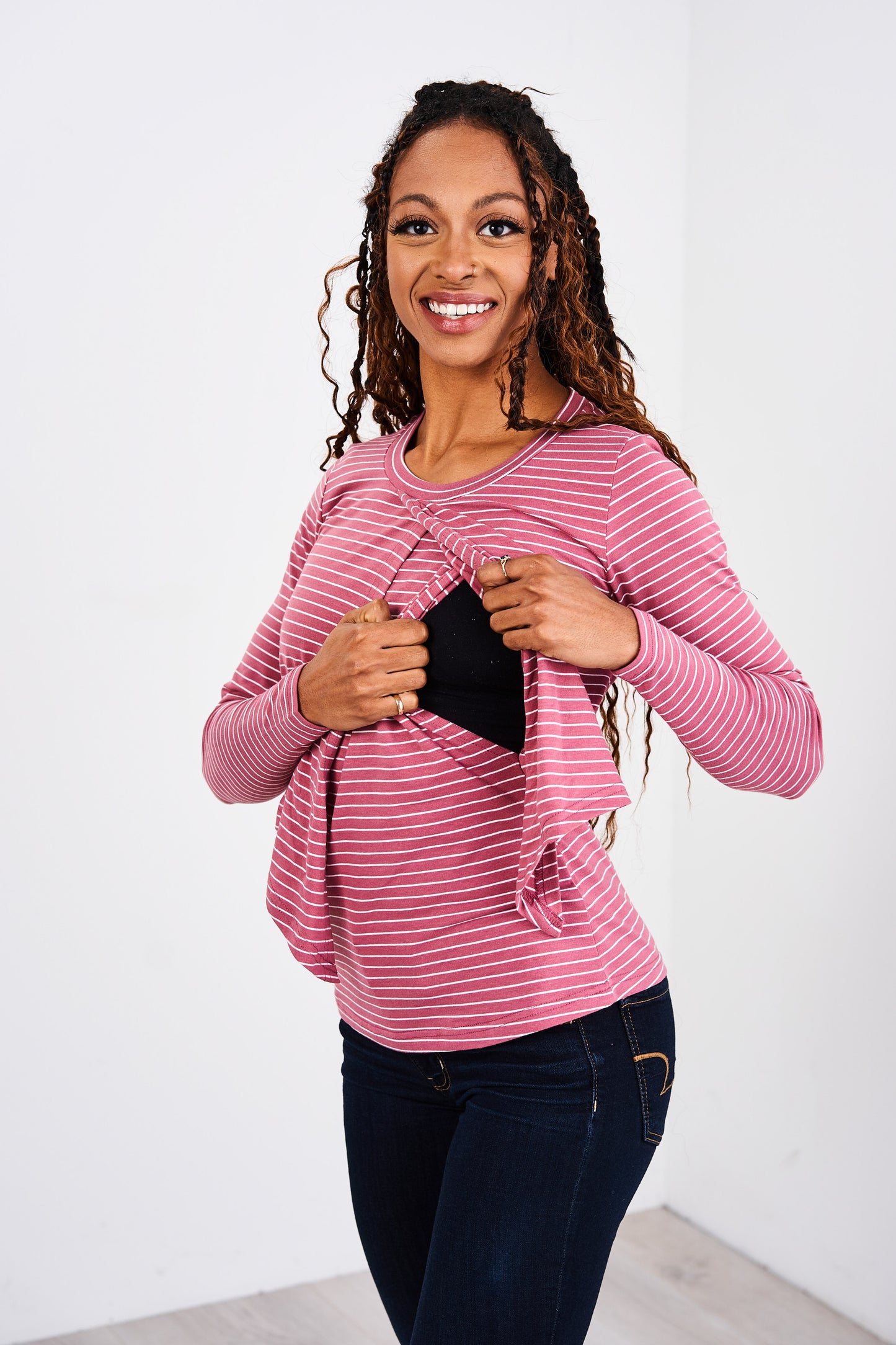 Latched Mama Long Sleeve Front Knot Nursing Shirt - Last Chance