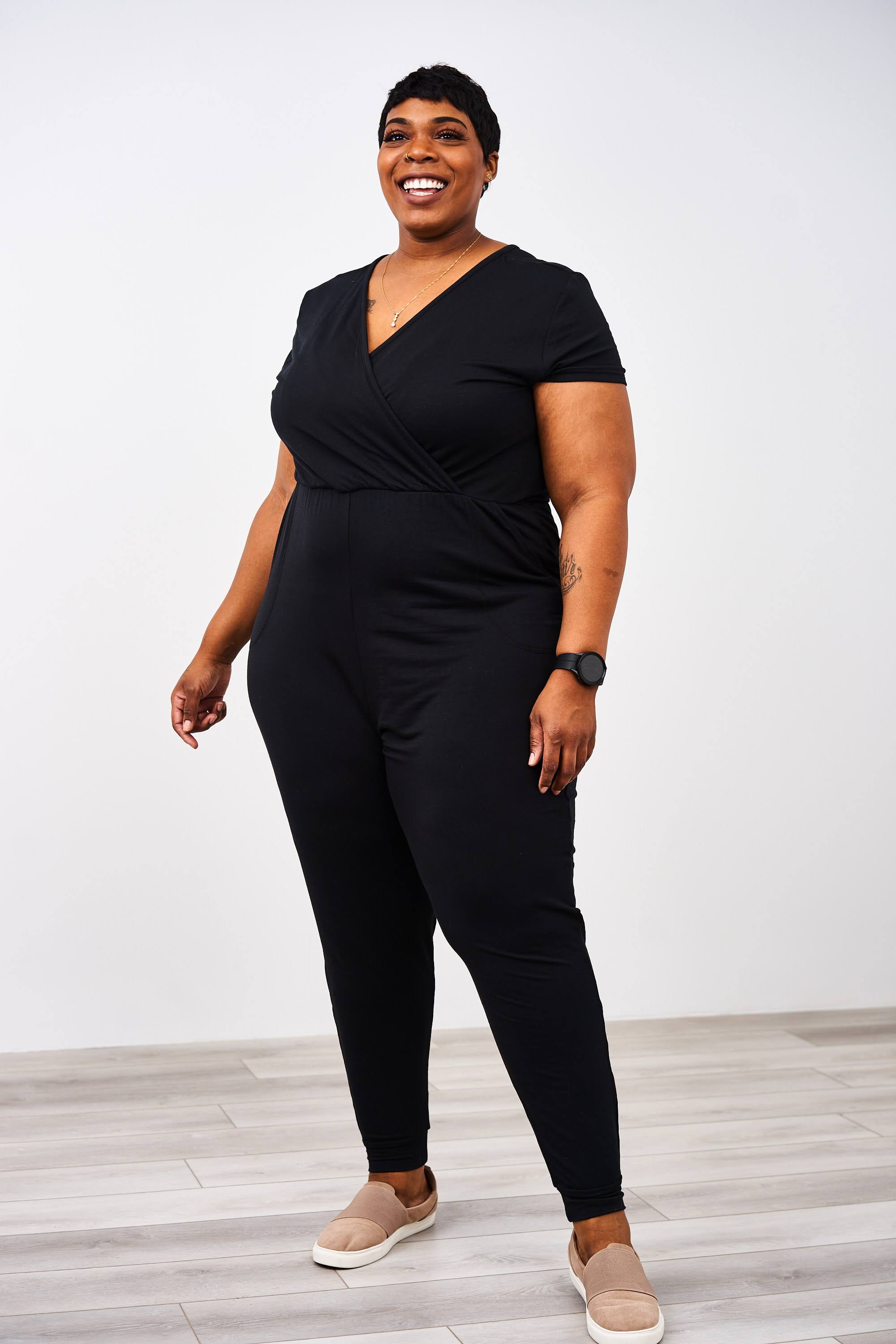 Latched Mama black V-neck Jumpsuit newest version 2.0