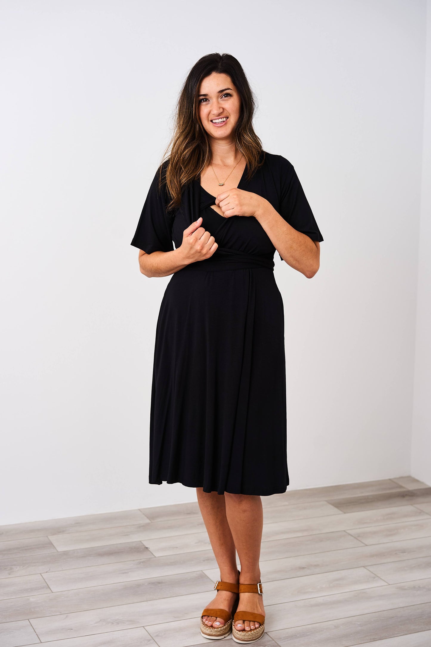 Latched Mama Nursing Midi Wrap Dress - Last Chance