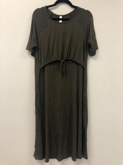 Outlet 5670 - Latched Mama Drawstring Midi Nursing Dress - Olive - Extra Large