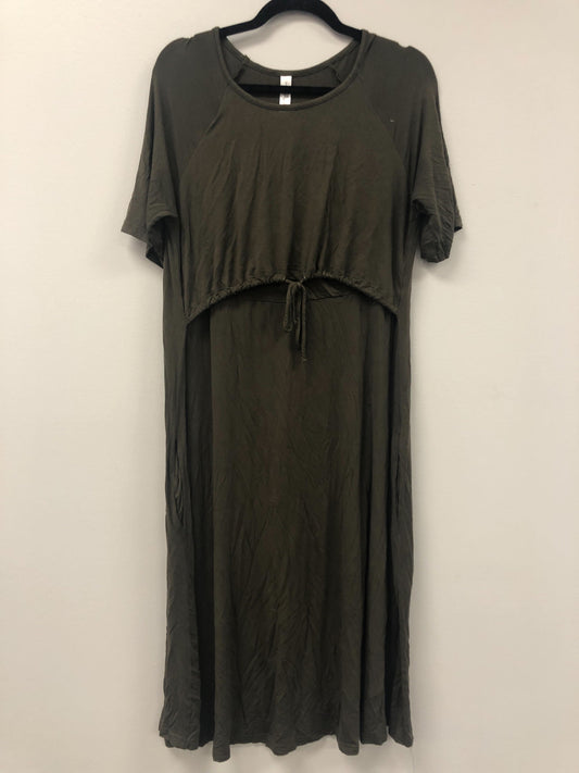 Outlet 5670 - Latched Mama Drawstring Midi Nursing Dress - Olive - Extra Large