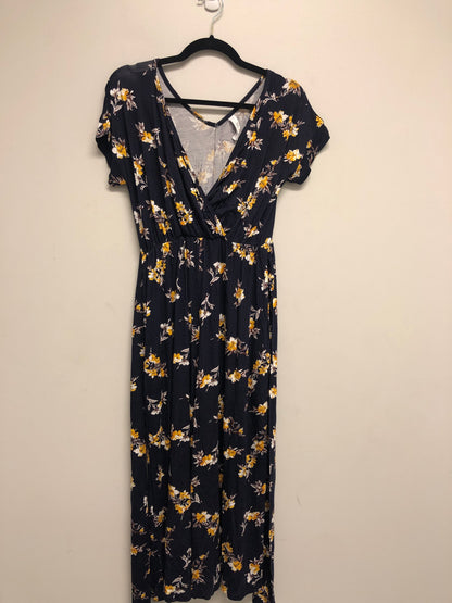 Outlet 6409 - Latched Mama V-Neck Nursing Jumpsuit - Canary Blooms - Small
