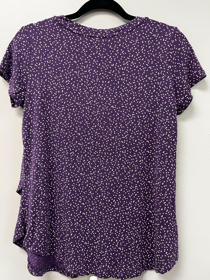 Outlet 6015 - Printed V-Neck Boyfriend Nursing Tee - Purple Dots - Small
