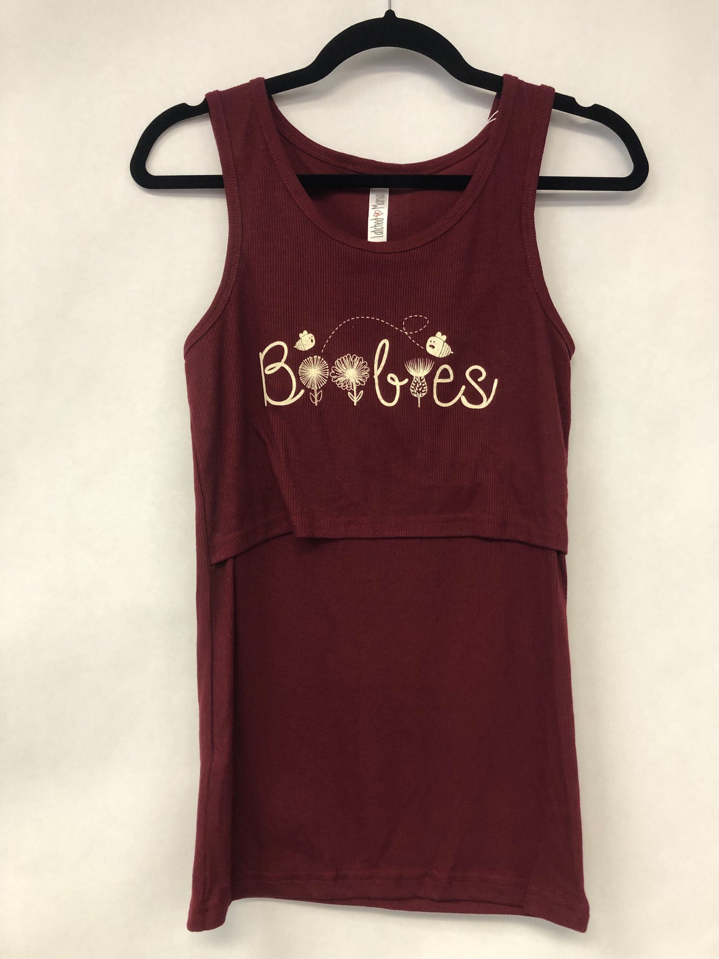 Outlet 6244 - Latched Mama Boo-Bees Nursing Tank - Wine - Extra Small