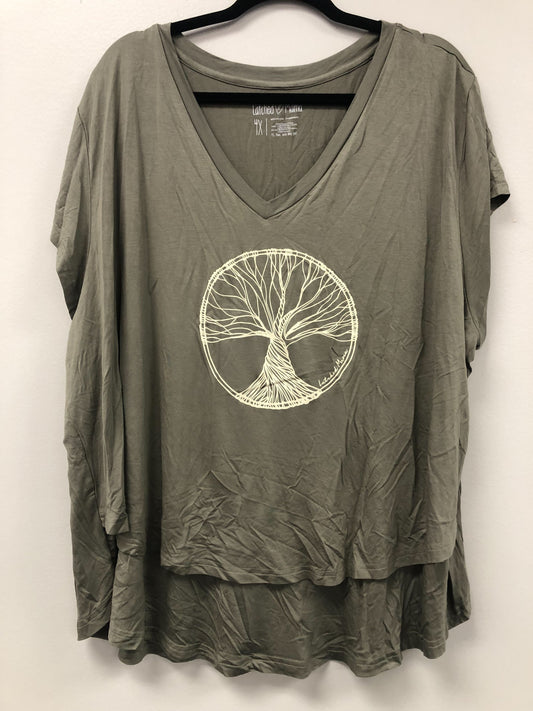 Outlet 5503 - Printed V-Neck Boyfriend Nursing Tee - Moss - 4X