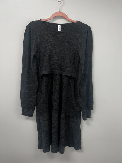 Outlet 5684 - Latched Mama Waffle Knit Nursing Dress - Charcoal - Medium