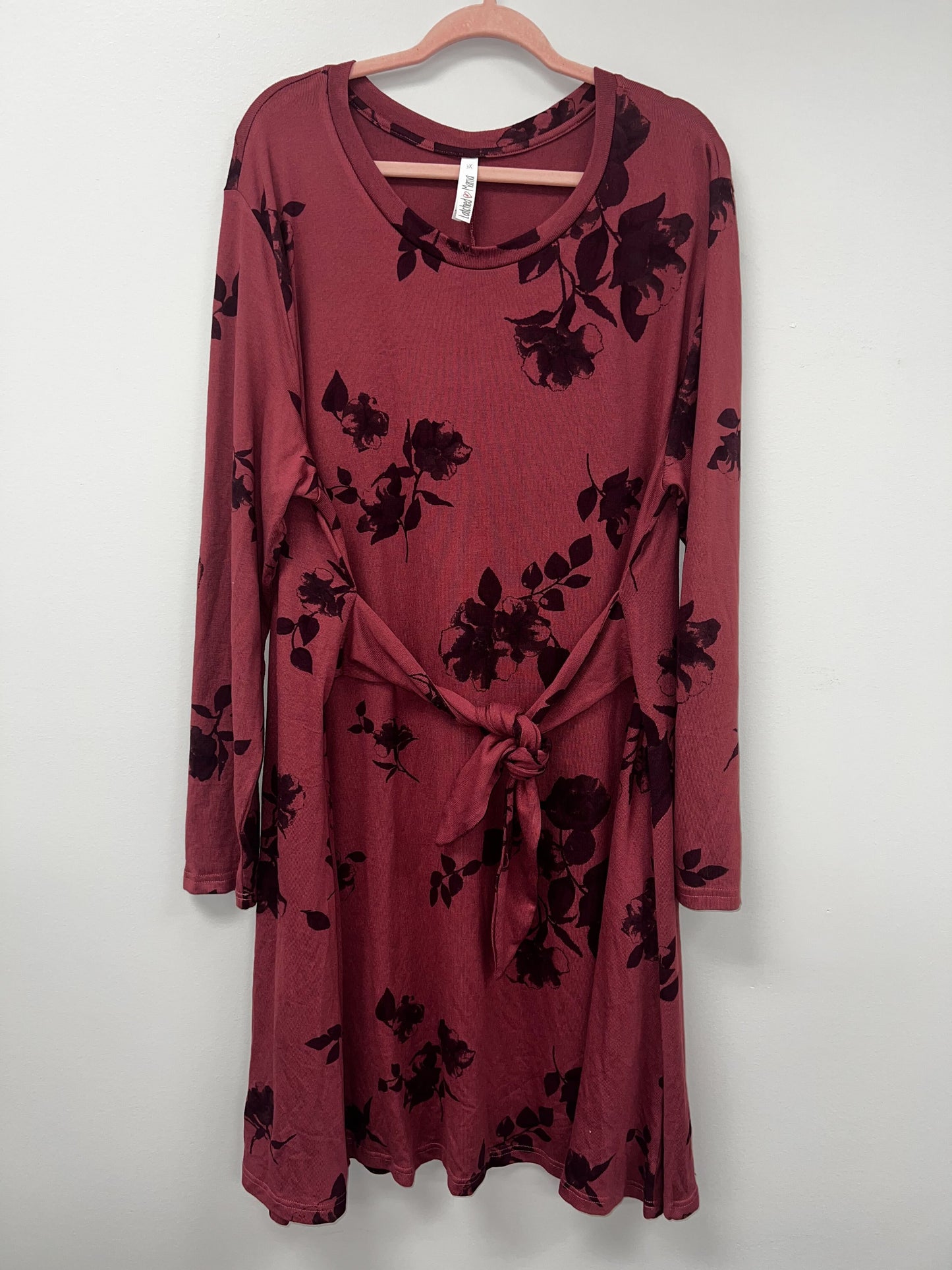 Outlet 5689 - Latched Mama Sweater Nursing Dress - Rosewood Floral - 3X