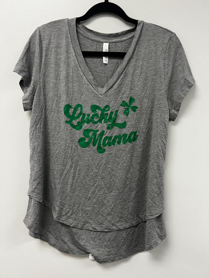 Outlet 6011 - Latched Mama Lucky Mama Nursing Tee - Light Grey - Medium