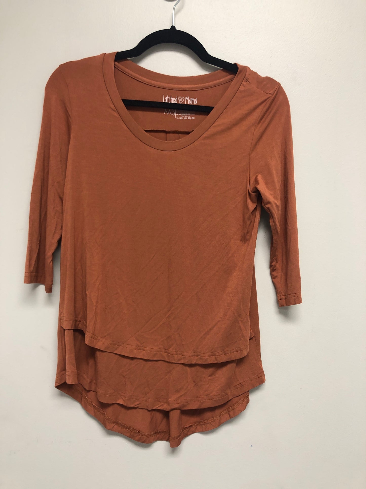 Outlet 6417 - Latched Mama 3/4 Sleeve Scoop Neck Nursing Top 2.0 - Copper - Extra Extra Small
