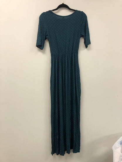 Outlet 5943 - Latched Mama Front Knot Nursing Maxi Dress - Teal Dots - Extra Small
