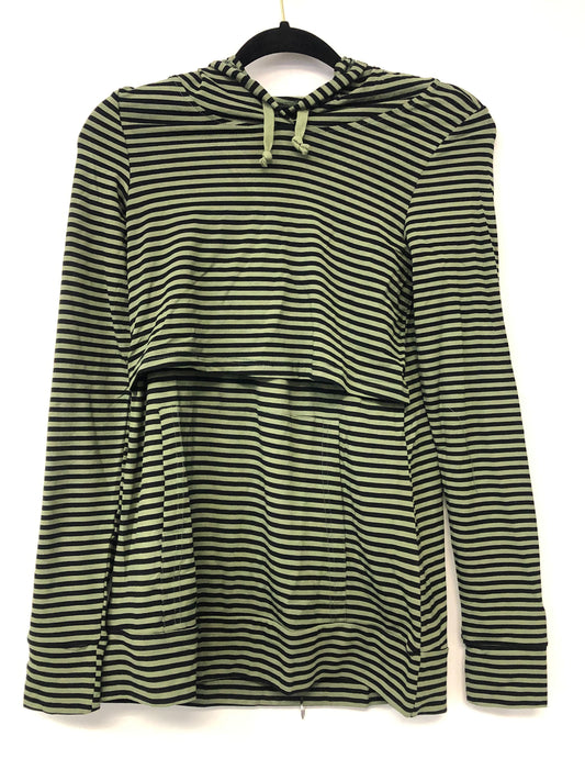 Outlet 6037 - Latched Mama Cloud Nursing Hoodie - Olive Stripe - Extra Extra Small