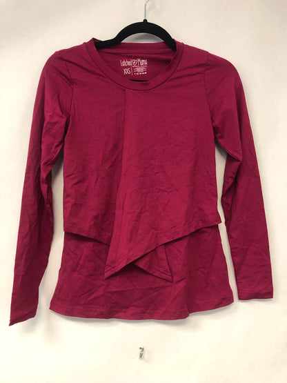 Outlet 6206 - Latched Mama Long Sleeve Front Knot Nursing Shirt - Deep Magenta - Extra Extra Small