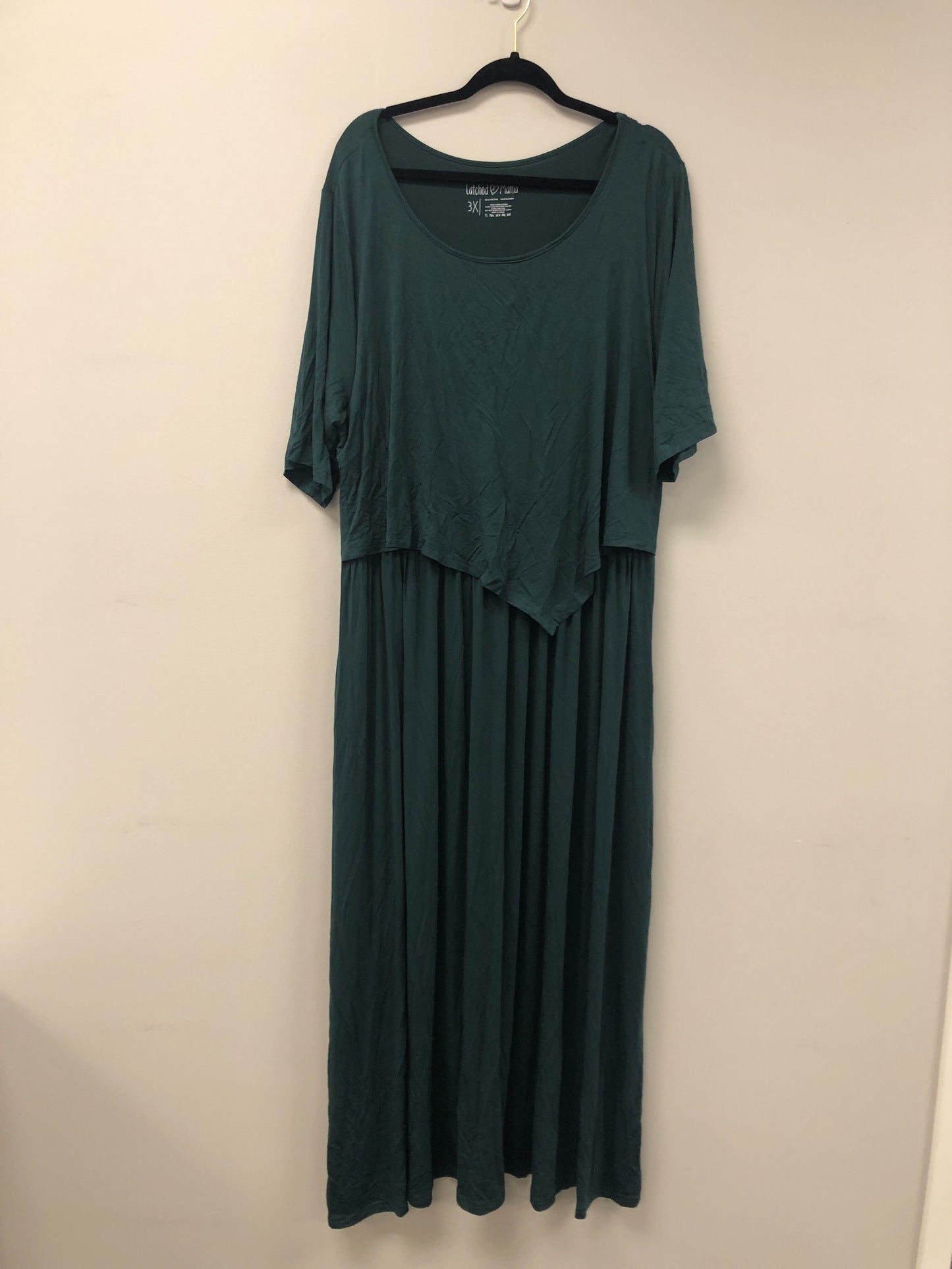 Outlet 5579 - Latched Mama Front Knot Nursing Maxi Dress - Forest Green - 3X