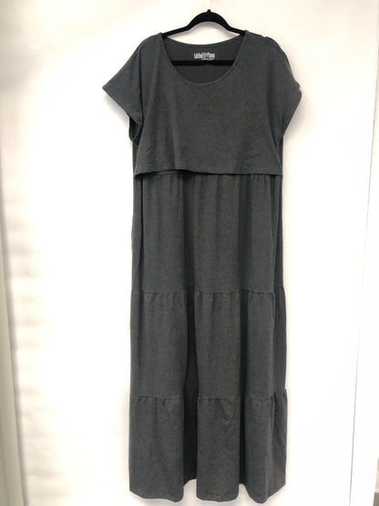 Outlet 6060 - Latched Mama Tiered T-Shirt Maxi Dress - Charcoal - 2X