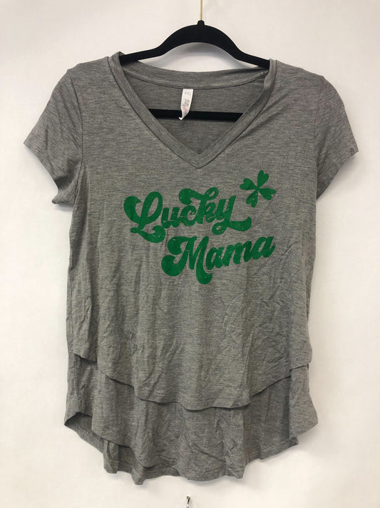 Outlet 6157 - Latched Mama Lucky Mama Nursing Tee - Grey - Extra Extra Small