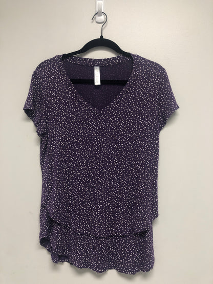 Outlet 6383 - Printed V-Neck Boyfriend Nursing Tee - Purple Dots - Medium