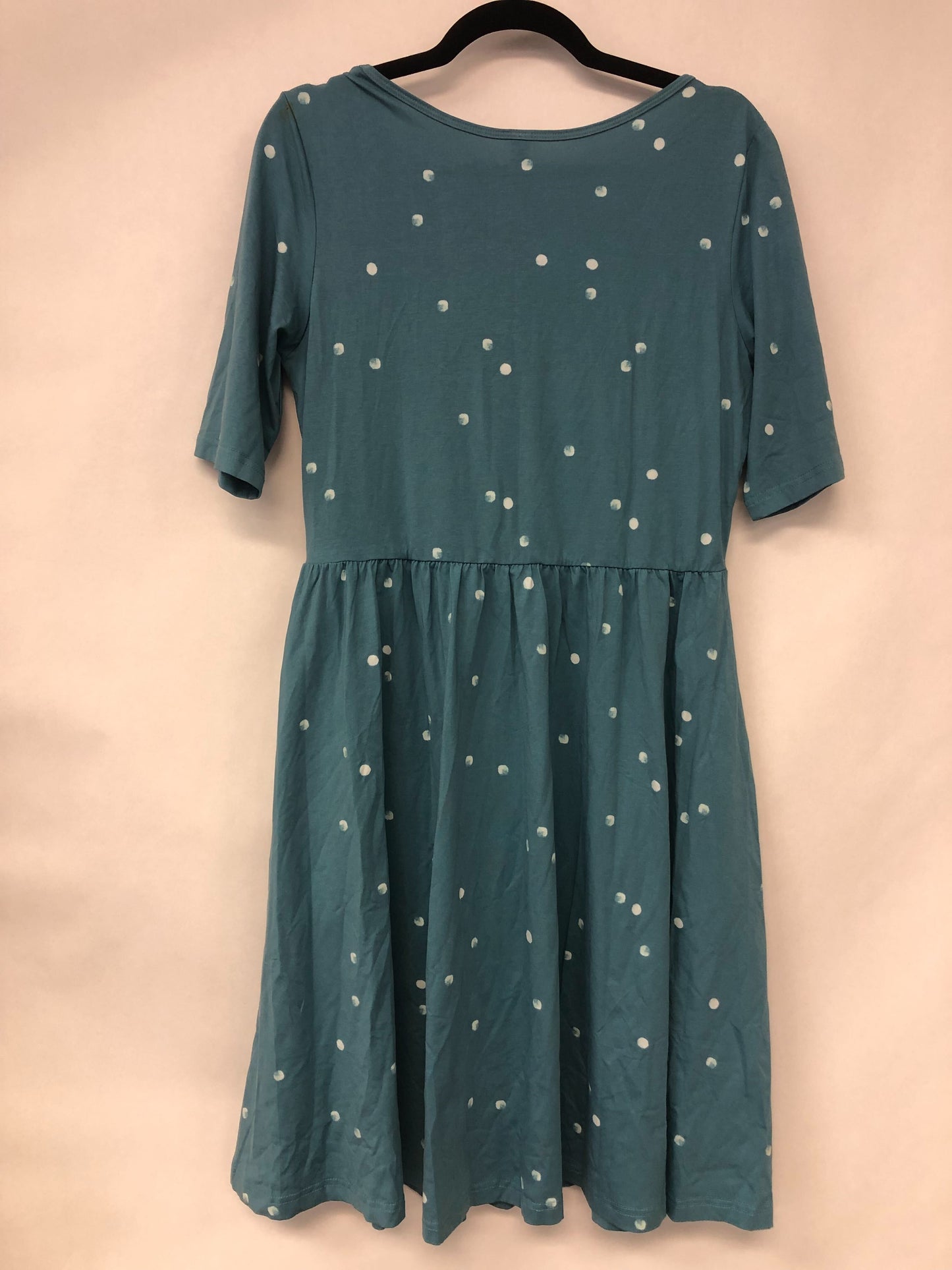 Outlet 6144 - Latched Mama Simple Cotton Nursing Dress - Steel Blue Dots - Large