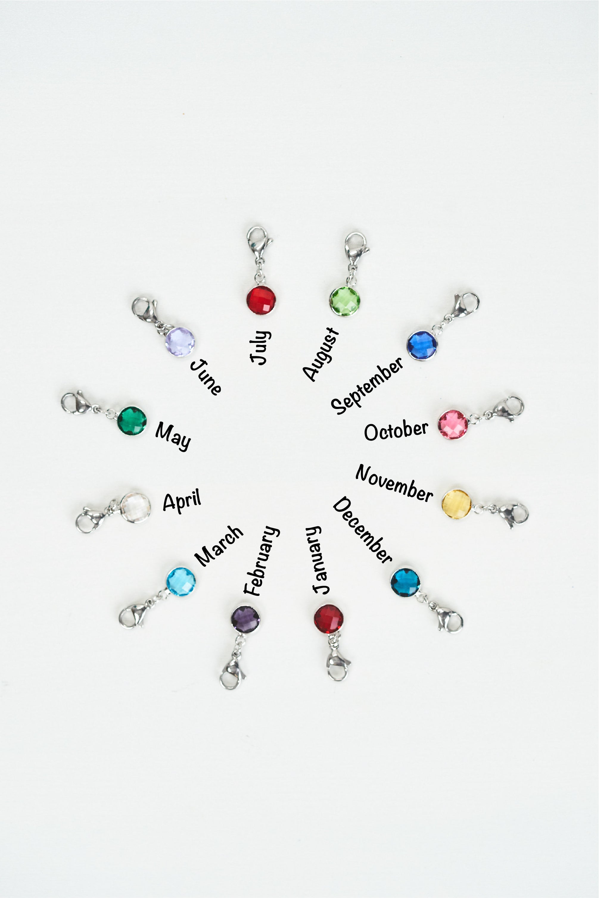 Name Necklace with Birthstone Charms (Sterling Silver) - Talisa Jewelry